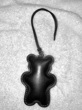 Coach bear puffy leather bag charm.